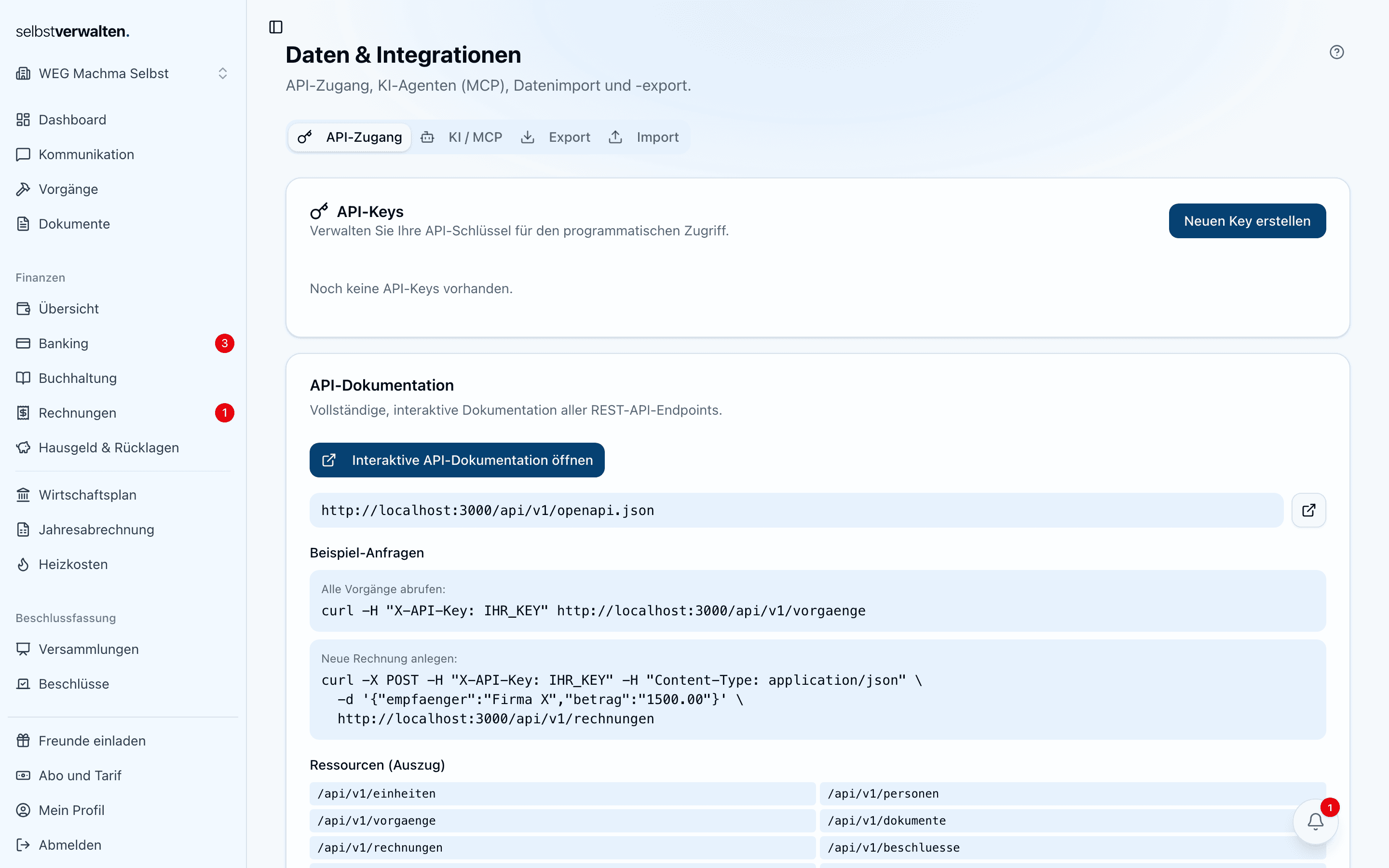 Daten & API – Import, Export und Schnittstellen